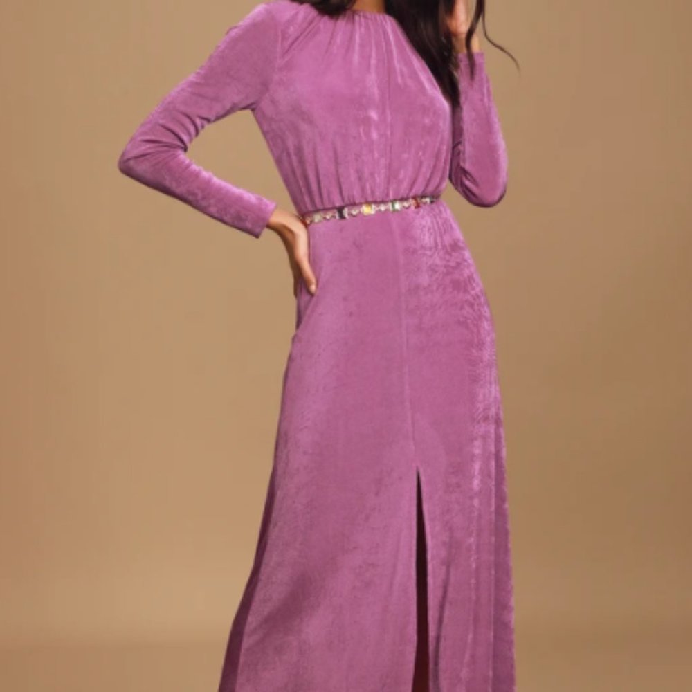 Lulu's Midi Magenta Backless Dress